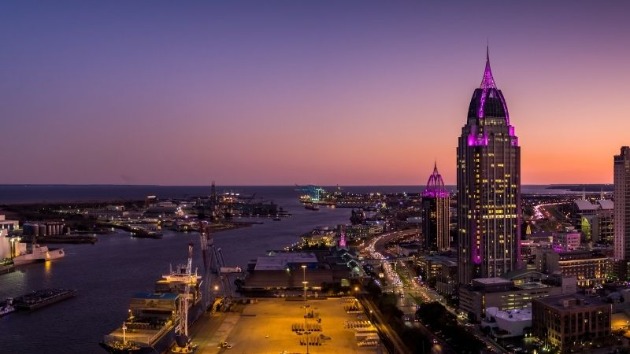 Mobile, Alabama skyline at night