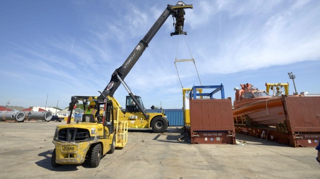 forklift and containers